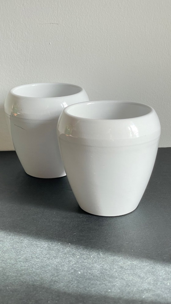 Image 1 of Pair of White Ceramic Candlesticks