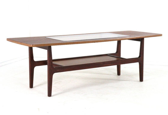 Image 1 of Vintage coffee table with glass and magazine rack 'Bristol'