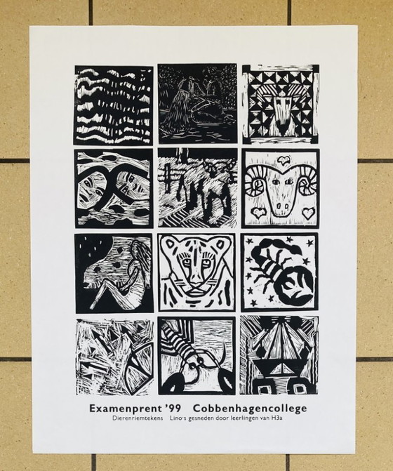 Image 1 of Constellations Vintage Linocut - 1999