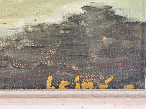 Image 1 of Vintage Signed Oil Painting | Floral Spring Landscape | R. Leibé, Mid-20th Century