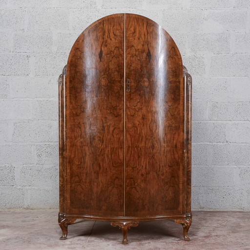 Art Deco Two-Door Wardrobe with Shelves and Drawers