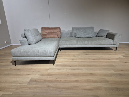 Montel Hampton - Corner sofa - Gray - Cognac - Fabric - Design