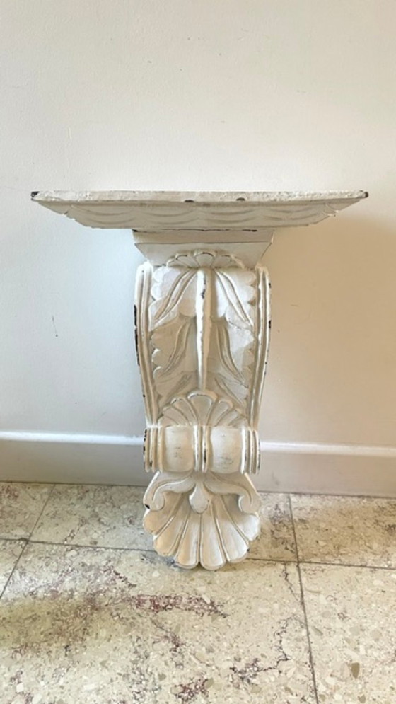 Patinated White Wall Console Shelf – Shelving unit, Wood (photo 4 of 35)