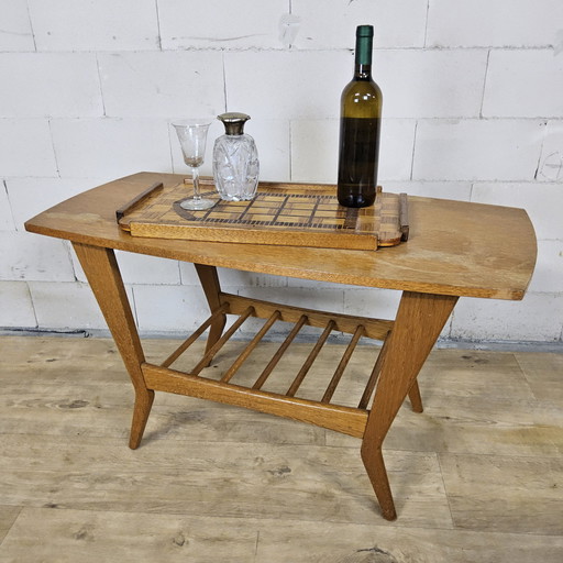 Vintage grenen houten salontafel / bijzettafel / koffietafel 