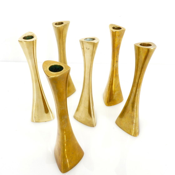 Image 1 of 6 Ytterberg Solid Brass Candleholders for BCA Eskilstuna, Sweden, Circa 1960