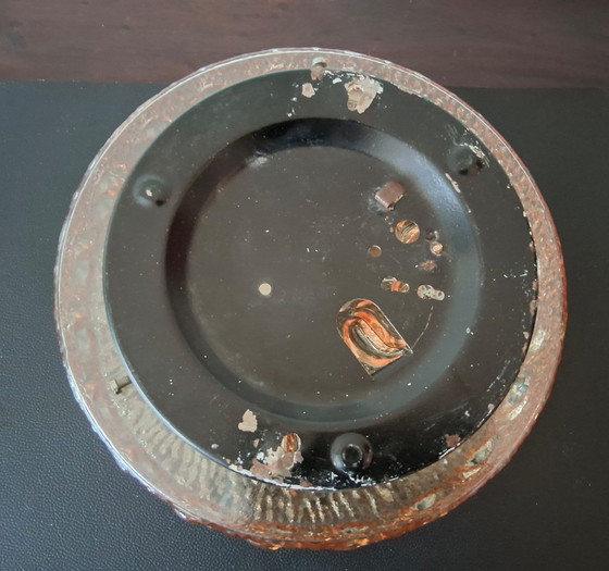 Image 1 of 2 amber-colored glass ceiling lamps from the 60s/70s