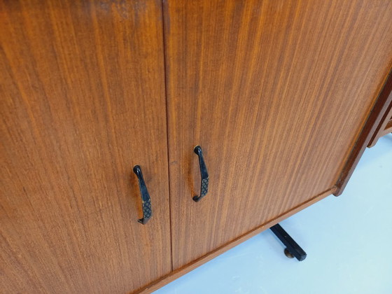 Image 1 of Vintage Italian double modular bookcase in teak and metal from the 1960s