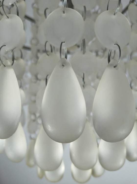 Image 1 of Lampadario vintage con gocce di vetro - 34x72 cm