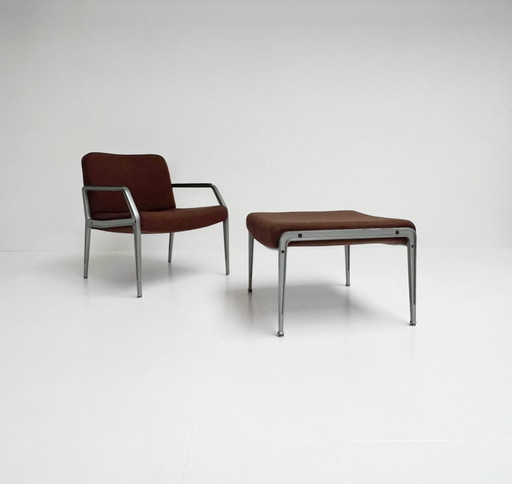 Rare fauteuil avec pouf attribué à Gispen, années 1960