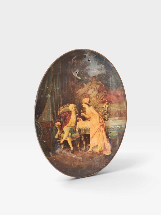 2 old paintings on curved copper panels – Wall decoration, Metal (photo 3 of 6)