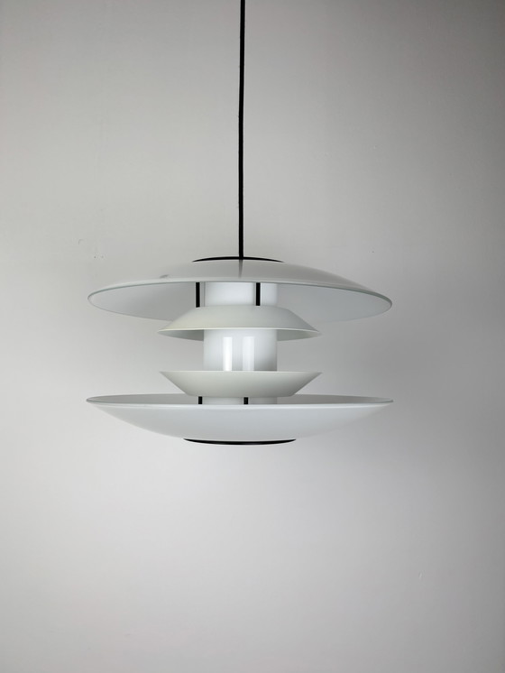 Image 1 of Halo Tech Design, Pendant Lamp, Danish Design, 1990s, Space Age, Vintage Lamp, Glass, Sputnik Design, UFO, Minimalism