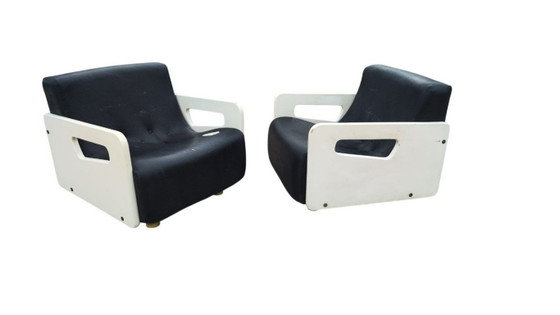 Image 1 of Vintage Space Age “Tortuga” Armchairs by Beka Italia – 1970s – Restoration Project + Luxury Velvet Fabric Included