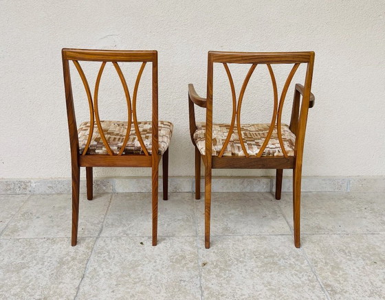 Image 1 of Paire de chaise et fauteuil vintage en teck et tissu, 1960