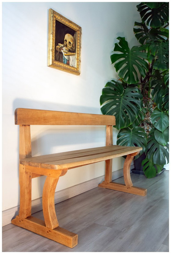 Image 1 of Banc d'ecole en bois massif début XX -ème