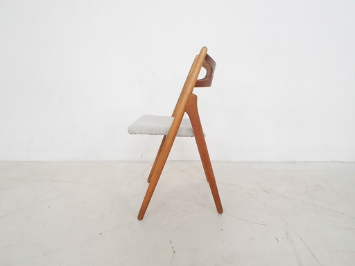 Hans Wegner voor Carl Hansen en zoon "Sawbuck" of CH29p eetkamerstoel, Denemarken jaren 50