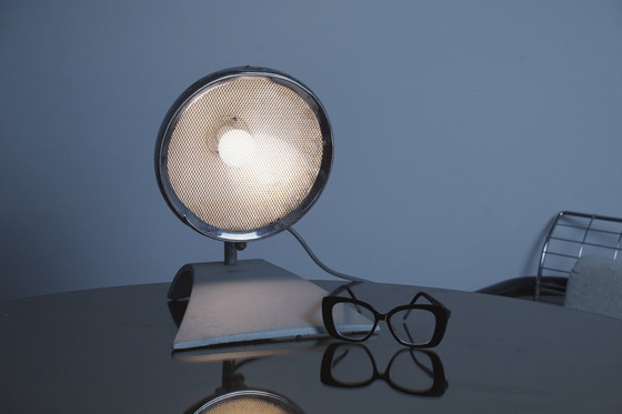 Image 1 of Lampada industriale vintage di Vogel, lampada da lavoro cromata regolabile olandese, illuminazione da studio AV