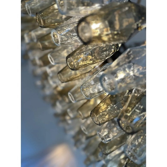 Image 1 of Lámpara de araña Poliedro contemporánea de cristal de Murano de gran tamaño en estilo Venini bruñido de Simoeng.
