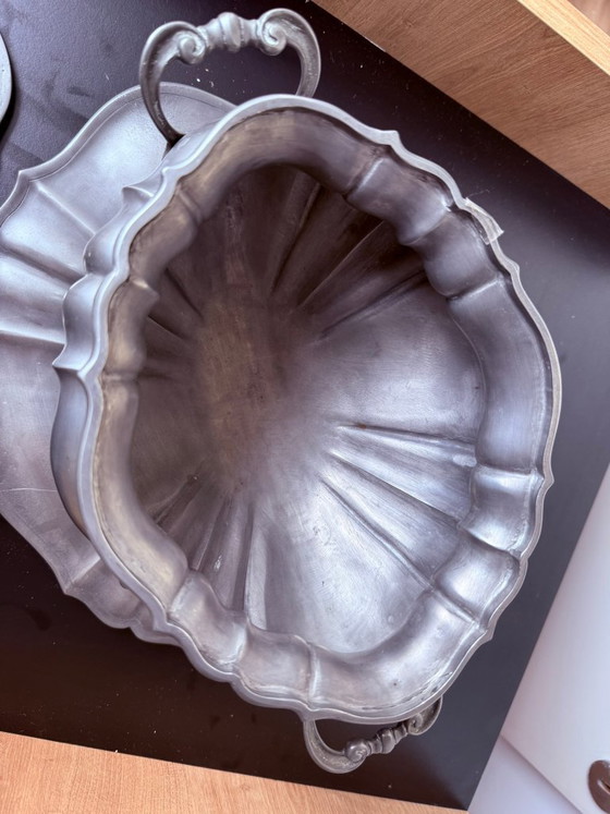 Vintage Italiaanse Soepterrine – Tafelwaar, Metal, Silver (photo 4 of 7)