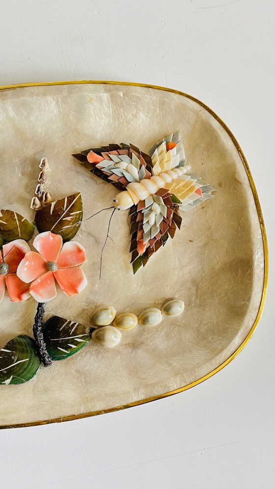 Image 1 of Vassoio vintage in madreperla e conchiglia