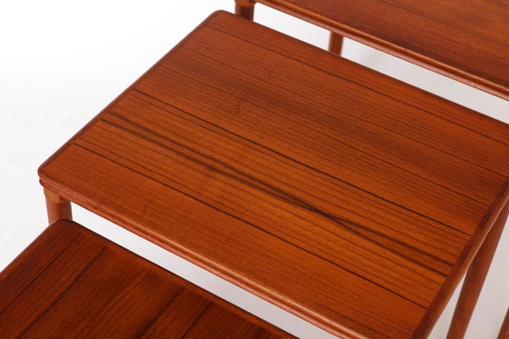 Image 1 of Set of 3 Teak Nesting Tables – 1970s Danish Mid-Century Modern Design, Vintage Side Tables, Scandinavian Teak Furniture