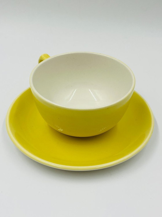 Image 1 of Set di 8 tazze e piattini vintage Boch Frères, gialli