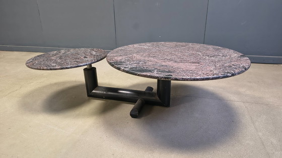 Image 1 of Two tier marble pivoting top coffee table by roche Bobois, 1980s