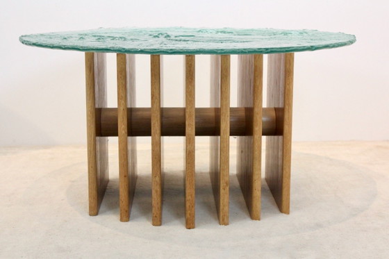 Heinz Lilienthal Sculpturale Glazen Salontafel, Koffietafelboeken, Hout, Brutalist (foto 6 van 11)
