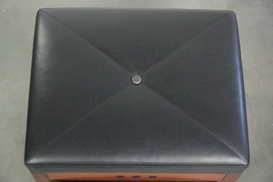 Black cowhide leather designer ottoman by Schuitema in Art Deco style from the Decoforma series (photo 6 of 8)