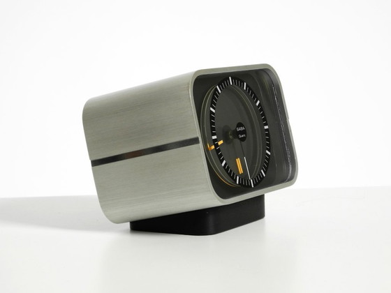 Image 1 of Horloge de table SABA originale, très rare et de grande taille, avec boîtier en aluminium, datant de 1975.