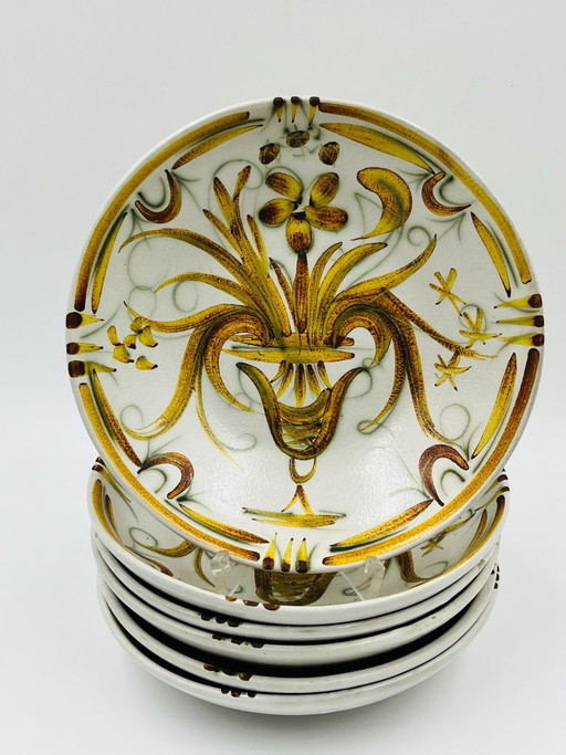 6 Piatti Fondi Keraluc Quimper Renaissance 1960 – tafelaccessoires, Ceramic