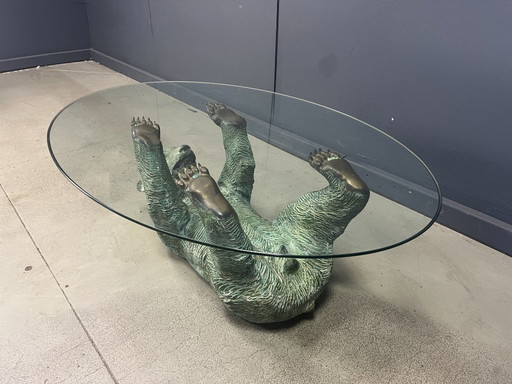 Table basse vintage en laiton en forme d'ours, années 1970