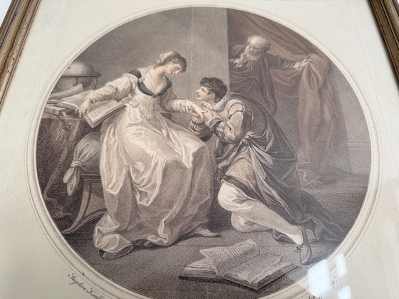 Image 1 of Antieke stippelgravure uit 1805 van Angelica Kauffman - Abelard & Eloisa