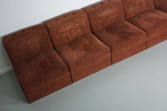 Image 1 of Vintage brown bouclé modular sofa, 1970s, 5 elements