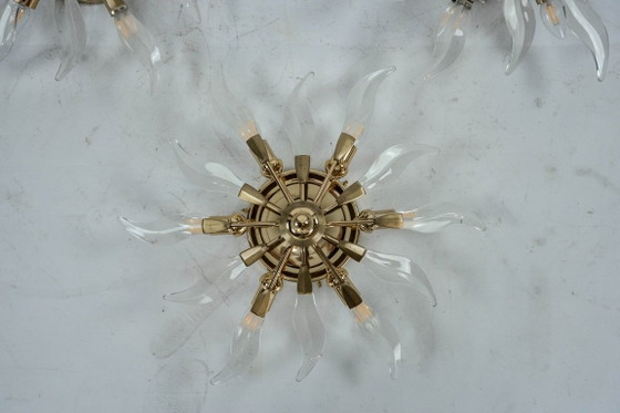 Set of three ceiling lamps in brass and crystal. Italy 1970s, Ceiling lights, Gold (photo 11 of 17)