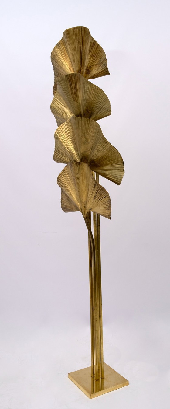 Image 1 of Tommaso Barbi Mid-Century Modern Italian Brass Floor Lamp "Ginkgo", 1970s