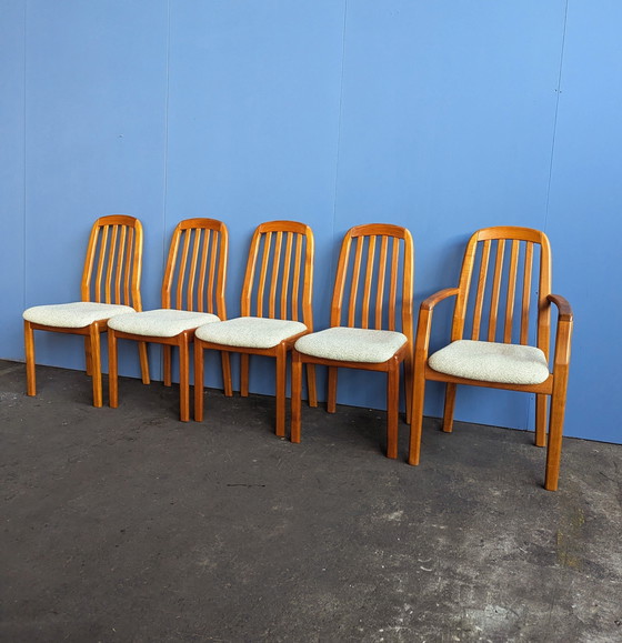 Image 1 of Set aus 5 Dyrlund Teak-Esszimmerstühlen, Dänemark