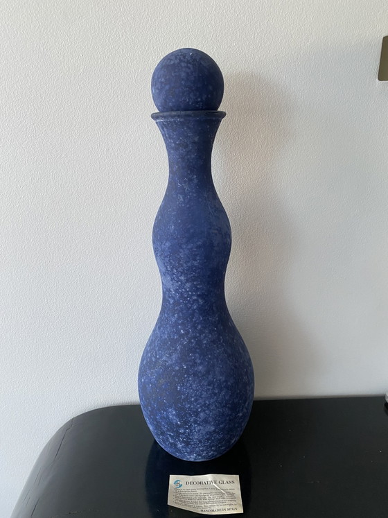 Giant Blue Glass Bottle Handmade in Spain – Decorative Objects (photo 5 of 15)