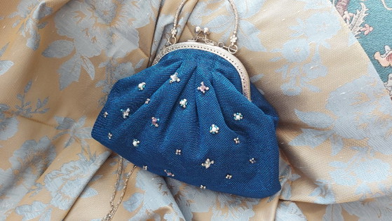 Shiny Blue Bag. Party Bag. Glittery, Sparkling Bag. – Clutches, Nylon (photo 4 of 5)