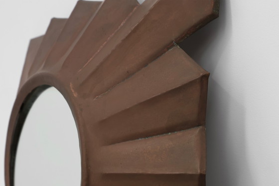 Image 1 of Specchio Art Déco a raggiera in rame rosso, Francia, anni '20