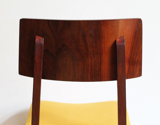 Rara sedia da pranzo scandinava di metà secolo degli anni '60 – Noce e senape – Sedie da pranzo, Textile (photo 12 of 16)