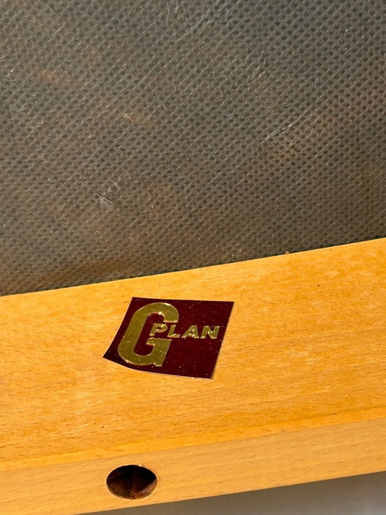 Image 1 of Mid century retro vintage teak and cloth dining chairs by GPlan 1970 elegant set of 4 dining chairs