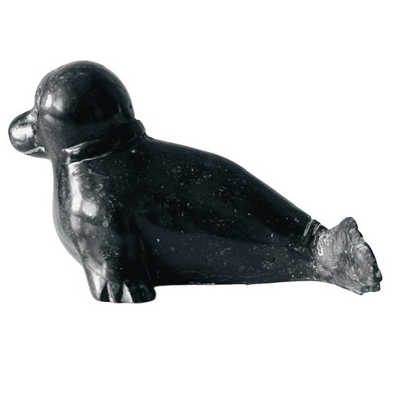 Image 1 of Vintage Inuit Canadian hand-carved seal sculpture figurine soapstone 1960s