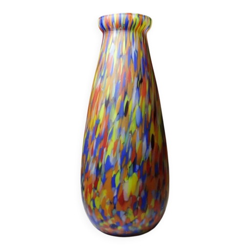 Antique polychrome jasper glass vase, Clichy-Legras type, Art Deco