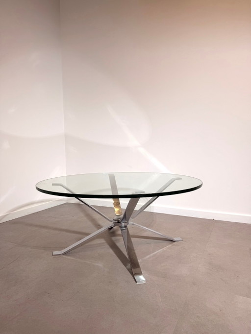 Vintage Modernist Chrome Glass Coffee Table – salontafels (photo 2 of 5)