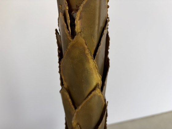 Lampadaire palmier en laiton de Maison Jansen, années 1970, Métal, Bois, Doré, Hollywood Regency (photo 9 sur 13)