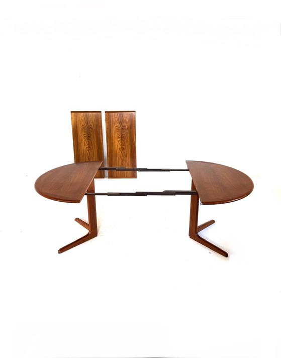 Vintage extendable Danish dining table, Falster Møbelfabrik '60 – Wood, Metal (photo 6 of 15)