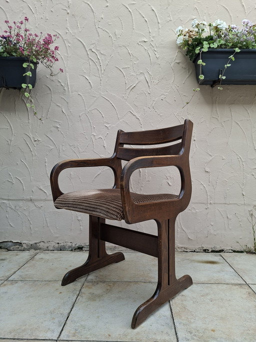 Brutalist wooden armchair