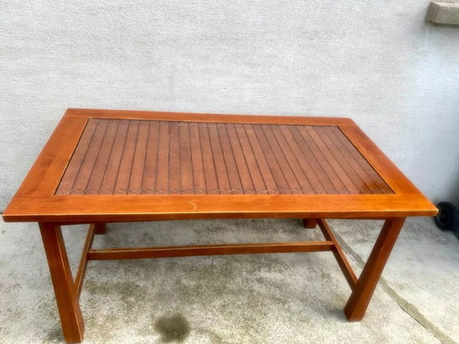 Tavolo esotico in vetro e legno massello dalla Thailandia