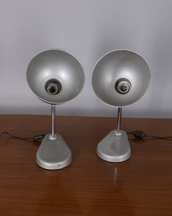 Image 1 of Paire de lampes de table vintage en métal des années 1960, designées par Seminara.