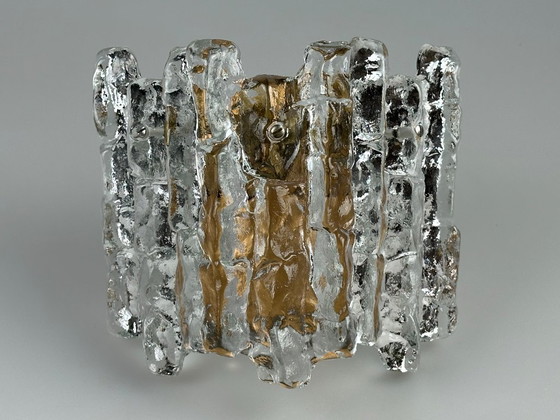 Image 1 of 60s 70s ice glass wall lamp Aplique de J.T. Kalmar Austria Design